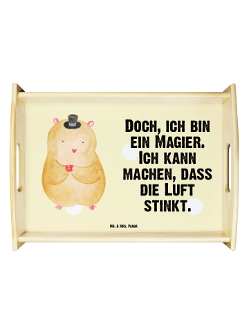 Mr. & Mrs. Panda Serviertablett Hamster Hut mit Spruch in Gelb Pastell