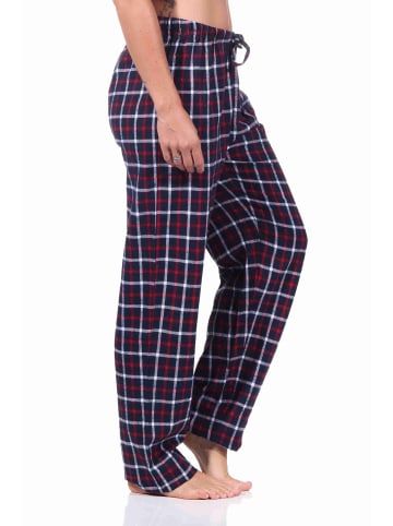 NORMANN Flanell Schlafanzug Hose kariert Baumwolle - 70819 in navy