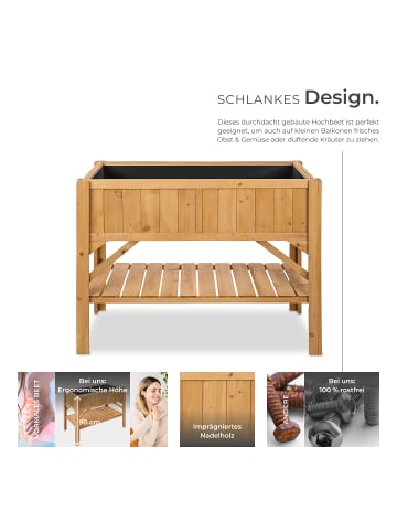 tectake Hochbeet mit Ablage aus imprägniertem Nadelholz