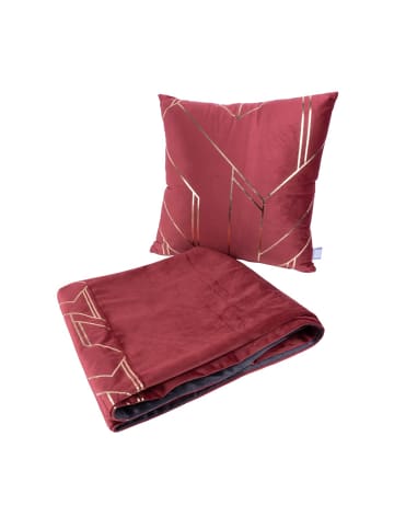 Kayoom Dekokissen & Decke - Tagesdecke Prisma 125 2er-Set in rot - gold