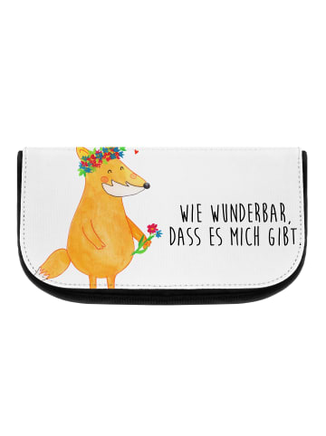 Mr. & Mrs. Panda Beauty Bag Fuchs Blumen mit Spruch in Weiß