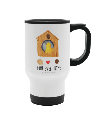 Mr. & Mrs. Panda Kaffeebecher To Go Vogelhaus Home mit Spruch in Weiß