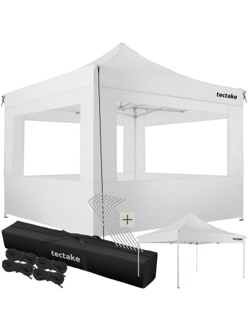tectake Aluminium Pavillon Olivia inklusive Spannseilen, Heringen und Tragetasche, weiß