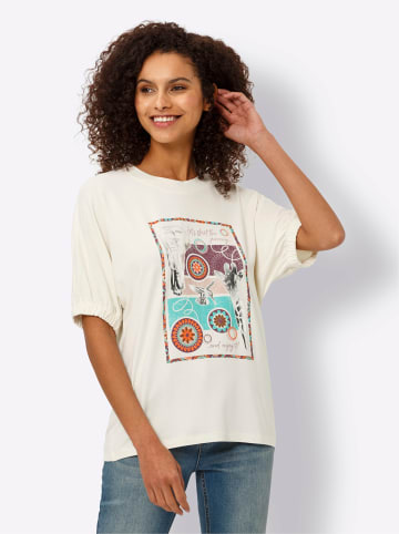 Heine Fledermausshirt in champagner-orange-bedruckt