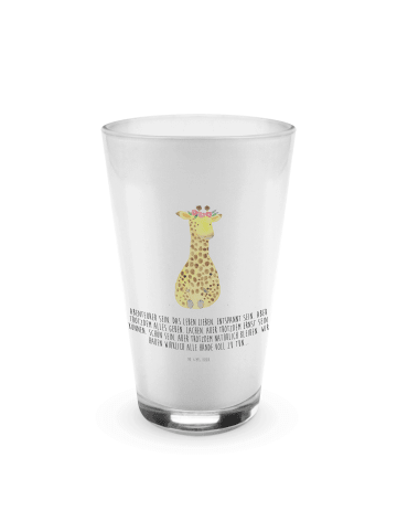 Mr. & Mrs. Panda Latte Macchiato Glas Giraffe Blumenkranz mit Sp... in Transparent