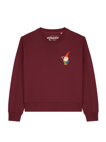 wat? Apparel Sweatshirt Gartenzwerg in Weinrot