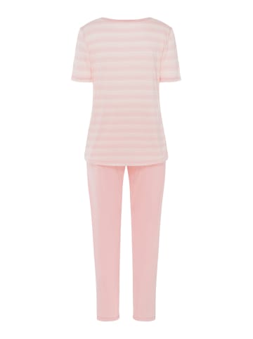 Hanro Kurzarm Pyjama Laura in coral stripes