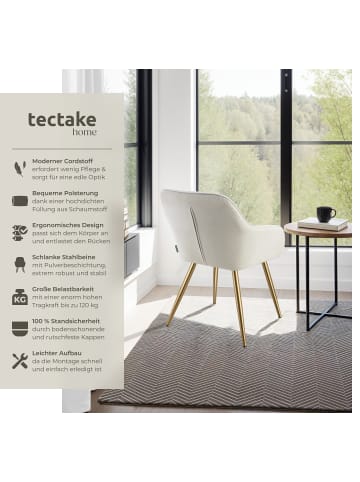 tectake Küchenstuhl gepolstert, in Cordoptik, 58 x 62 x 82 cm
