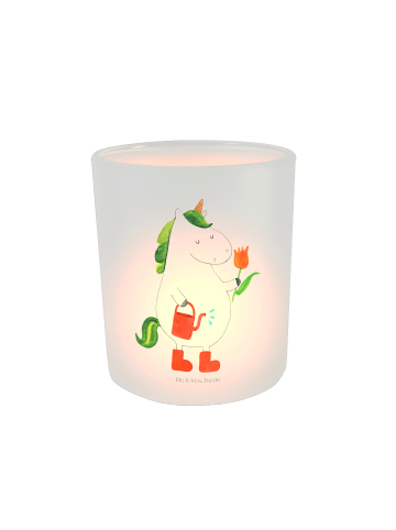 Mr. & Mrs. Panda Glas Windlicht Einhorn Gärtner ohne Spruch in Transparent