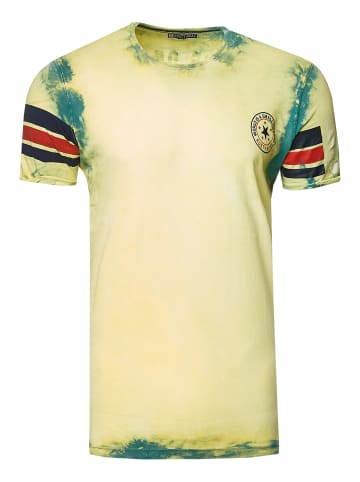Rusty Neal Vintage College T-Shirt in Grün / Gelb