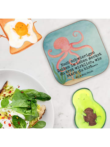 Mr. & Mrs. Panda Untersetzer Glas Tintenfisch Design mit Spruch in Weiß