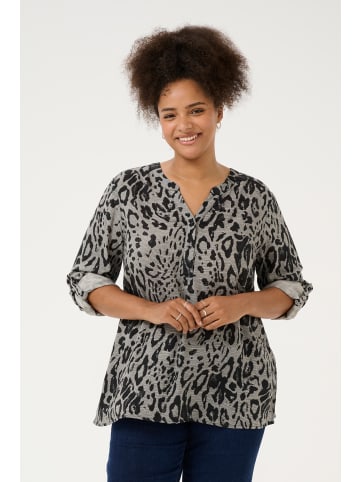 KAFFE curve Bluse langarm KCmille Loose fit in Moonstruck / Black Animal