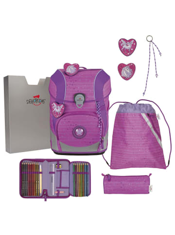 DerDieDas ErgoFlex Tiny - Schulranzen Set 5tlg. 900g (Deep Ocean) in Purple Unicorn