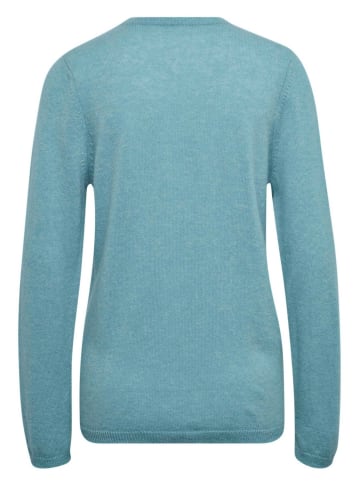 GOLDNER Kurzgröße:  Kaschmirstrickjacke mit Rundhals in aqua