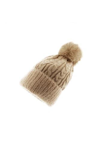 Faera Wintermütze mit Flechtmuster OneSize mit Innenfutter - warmhaltend in Braun