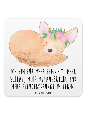 Mr. & Mrs. Panda Untersetzer Wüstenfuchs Blumen mit Spruch in Weiß