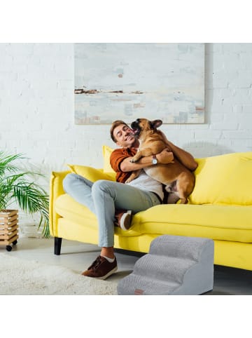 relaxdays Hundetreppe in Grau - (B)41 x (H)33 x (T)54 cm