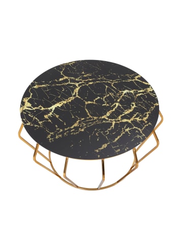 Mauro Ferretti Couchtisch aus goldfarbenem Metall mit runder Tischplatte, Ø 78 x 44,5 cm