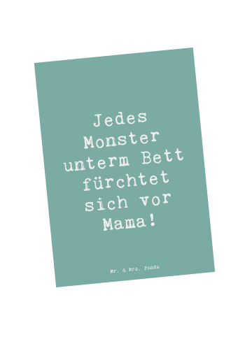 Mr. & Mrs. Panda Postkarte Spruch Mama Mut mit Spruch in Meeresbrise