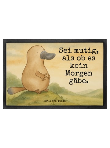 Mr. & Mrs. Panda fußmatte Schnabeltier Mut Design mit Spruch in Weiß