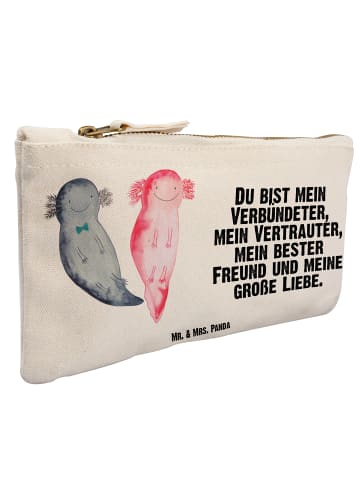 Mr. & Mrs. Panda Schminktasche Axolotl Freundin mit Spruch in Weiß