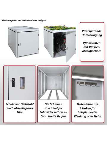 MCW 2er-Fahrradgarage mit Pflanzkasten MCW-L56b, Hellgrau