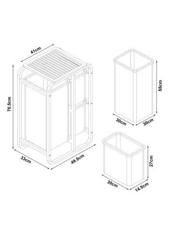 en.casa Wäschesammler Evenes in Beige (H)70.5cm (B)49.5cm (T)33cm