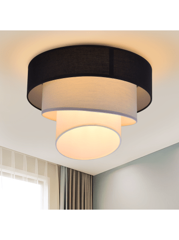 ZMH Deckenleuchte in Schwarz 1-flammige E27 Stoffschirm Ø40cm Modern