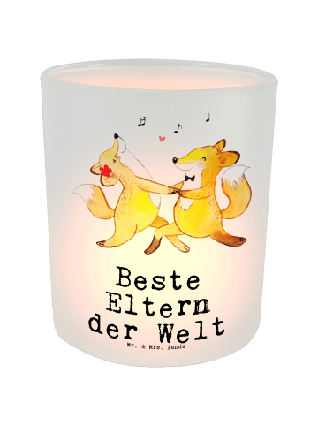 Mr. & Mrs. Panda Teelicht Fuchs Beste Eltern der Welt mit Spruch in Transparent