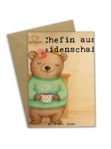 Mr. & Mrs. Panda Grußkarte Chefin Leidenschaft Design mit Spruch in Weiß