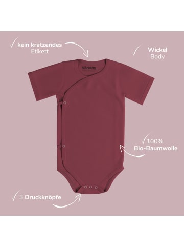Sämann Baby Wickelbody aus 100% Bio-Baumwolle kurzarm nicht gerippt Raspberry