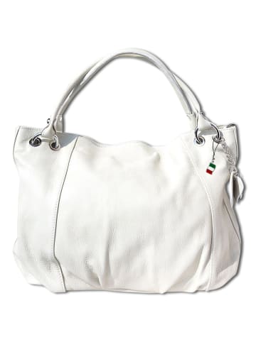 Florence Florence Schultertasche, Henkeltasche Leder beige, weiß ca. 42cm