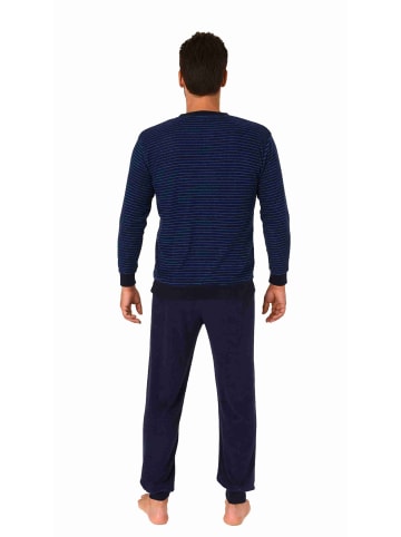 NORMANN langarm Frottee Pyjama Schlafanzug Bündchen - 70652 in blau