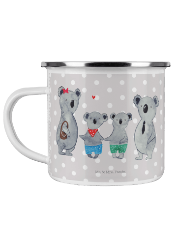 Mr. & Mrs. Panda Camping Emaille Tasse Koala Familie zwei ohne S... in Grau Pastell