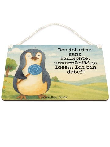 Mr. & Mrs. Panda Deko Schild Pinguin Lolli Design mit Spruch in Weiß