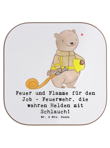 Mr. & Mrs. Panda Untersetzer Feuerwehrmann Helden mit Spruch in Weiß