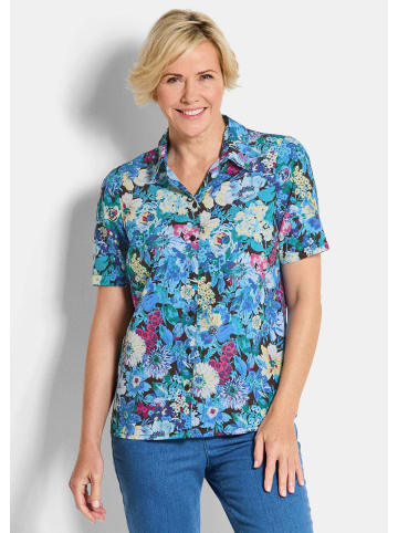 GOLDNER Blusenshirt mit floralem Print in blau / gemustert