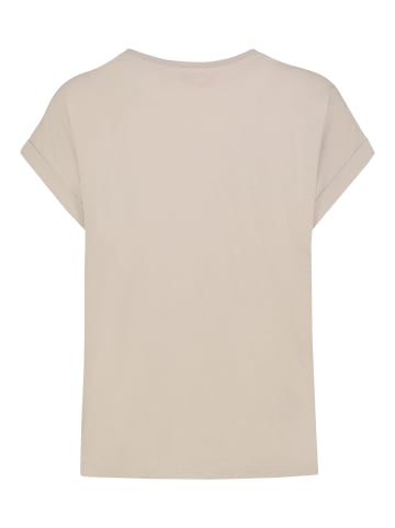 Eight2Nine Rundhals T-Shirt Kurzarm Spruchprint Regular Fit in Beige-2