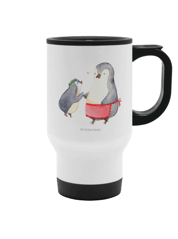 Mr. & Mrs. Panda Thermobecher Pinguin mit Kind ohne Spruch in Weiß