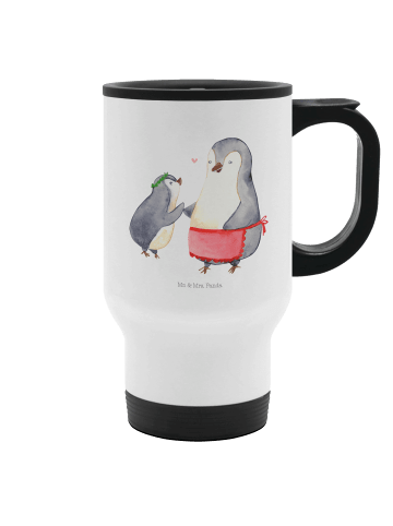 Mr. & Mrs. Panda Thermosbecher Pinguin mit Kind ohne Spruch in Weiß