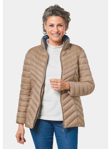 GOLDNER Kurzgröße:  Steppjacke Leichte Steppjacke mit Kapuze in cappuccino / schieferblau