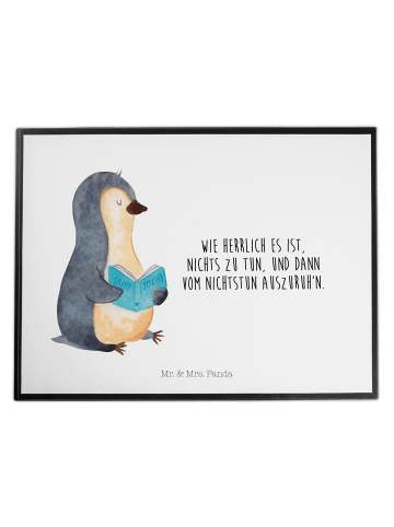Mr. & Mrs. Panda Schreibtischauflage Pinguin Buch mit Spruch in Weiß