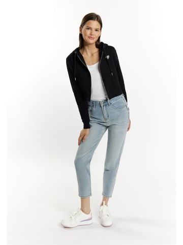 myMo Damen Zip Hoodie Cropped in Schwarz