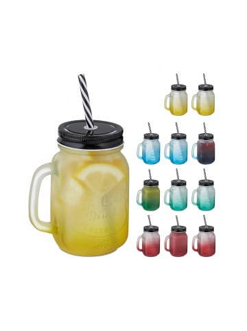 relaxdays 12 x Trinkglas in Bunt/ Schwarz - 400 ml