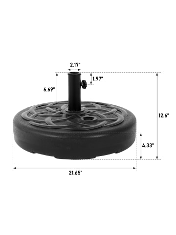 ABRIHOME Sonnenschirmständer in Schwarz HDPE 100 kg Sand Wasser für Garten Terrasse
