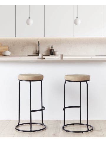 Beliani 2er-Set Barhocker MILROY in Beige/Schwarz
