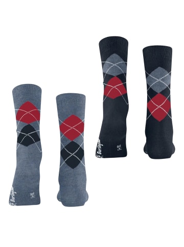 Burlington Socken 2er Pack in Grau/Blau/Rot