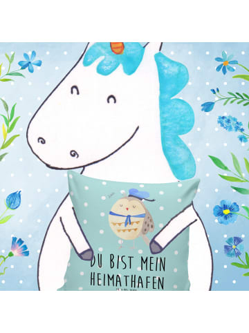 Mr. & Mrs. Panda Sofakissen 40x40 Eule Matrose mit Spruch in Türkis Pastell