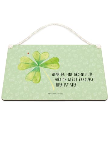 Mr. & Mrs. Panda Dekobrett Blume Kleeblatt mit Spruch in Blattgrün