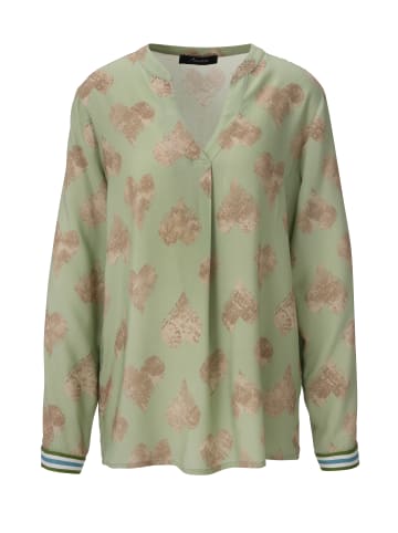 Aniston CASUAL Schlupfbluse in lindgrün-hellbeige-dunkelbeige